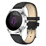 Smart Watch Women Waterproof Sleep Monitoring Smartwatch Steel Round Screen Pedometer Fashion Watch for Android Phones (C)