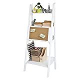 SoBuy FRG115-W - Libreria moderna con scrivania da parete con lavagna in sughero, pieghevole, colore: bianco, 64 x 160 x ...