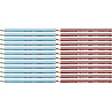 STABILO Trio Maxi matita colorata colore Blu Cielo - Confezione da 12 & Trio Maxi matita colorata colore Rosso Ciliegia ...