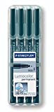 Staedtler Lumocolor 318-9Wp4Hz Permanent Overhead Marker Fine Pack Of 4 In Staedtler Box With Stand Function Black