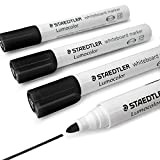 Staedtler Lumocolor Whiteboard Marker penne cancellabili 351 – Penna di correzione – Punta – Confezione di 4 x nero