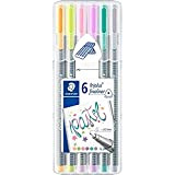 STAEDTLER penne colorate Triplus fineliner, tinte pastello, punta fine rinforzata in metallo 0.3 mm, 6 fineliner, ideali per bambini, 334 ...