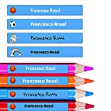 StickerLab - 60 Adesivi personalizzati per Scuola colorati- Ideale per oggetti, matite, penne, quaderni e libri e marcatore per ufficio ...