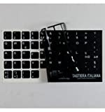StickersLab - Adesivi lettere tastiera Italiano fondo nero lettere bianche (13,5mm x 13,5mm)