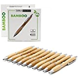 StillRich® Bamboo Penna a Sfera 10 o 50 pezzi | biro in legno blu con ricarica a sfera premium | ...