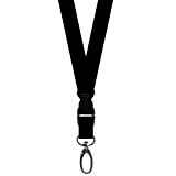 SUPERETOOL - Cordino da collo con clip in metallo, fibbia di sicurezza, colore nero, 155 mm, morbido e setoso (1 ...