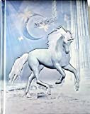 Taccuino/Diario Unicorno con lettering Magic, colore blu metallico e argento, con una nobiltà goffrata (3D) - edizione limitata!