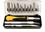 Tagliabalsa 16 pezzi cutter precisione taglia balsa kit decoro modellismo 3 coltelli 13 lame intercambiabili box raccolta e barra magnetica