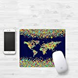 Tappetino Mouse Gaming [32 x 25 cm],Wanderlust, Mappa del mondo Strati organizzati Mosaici Colori vi,Con Impermeabile Antiscivolo Base di Gomma, ...