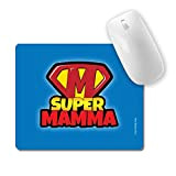 Tappetino Mouse Stampa Festa della mamma Super mamma (BLU)