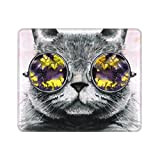 Tappetino per Mouse Gatto con Occhiali 22x18cm Mouse Pad Animale per Ufficio e Gaming in Gomma Antiscivolo…