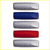 Tappi in gomma per cancellare colorata Faber-Castell Grip 2001 per matita, confezione da 5, 3 argento, 1 rossa, 1 blu