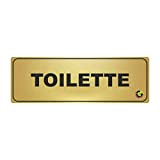 TARGHE ADESIVE ORO - toilette - Targhette Autoadesive, Impermeabili Lavabili, uffici, Pub, Banche, aziende, ufficio (7X3 CM)
