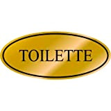 TARGHE ADESIVE ORO - Toilette - Targhette Autoadesive, Impermeabili Lavabili, uffici, Pub, Banche, aziende, ufficio (10X6 CM)