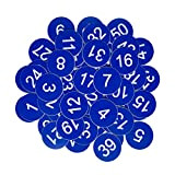 Targhette numerate in plastica, con numero inciso, senza foro (1-100, blu)