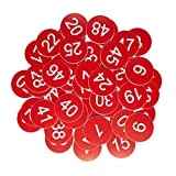 Targhette numerate in plastica, con numero inciso, senza foro (1-100, rosso)