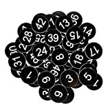Targhette numerate in plastica, con numero inciso, senza foro (1-50, nero)