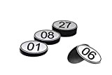Targhette numerate segnatavolo ovali in ABS con incisione, dimensioni: 30 x 50 mm, numeri: da 1 a 50, per pub, ...