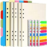 Teenitor Notebook A5 accessori ricaricabili - 2 confezioni di carta a righe/carta punteggiata, 4 confezioni di linguette indice, 6 fori ...