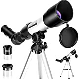 Telescopio Astronomico Bambini, 360/50mm HD Telescopio di Rifrazione per Bambini, Treppiede in Alluminio, Osservare La Luna, Paesaggio, Perfetto per Bambini ...