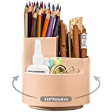 TIANSE Portapenne rotante, 3 scomparti, portapenne, organizer per matite da scrivania e portaoggetti per ufficio e casa, colore cachi