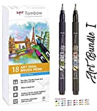 Tombow - 18 pennarelli (colori secondari) Dual Brush Pen con doppia punta + pennarello Fudenosuke duro e morbido - colori ...