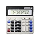 Tomedeks Calcolatrice, calcolatrice da tavolo a 12 cifre, calcolatrice solare con ampio display elettronico e batteria AA (non inclusa) doppia ...