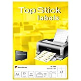TopStick 8781 Etichette per indirizzi A4 (38,1 x 21,2 mm, 1000 fogli, carta, opaco) autoadesive, stampabili, adesivi universali permanenti, 65000 ...