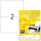 TopStick Etichette Universali, 210 x 148 mm, Etichette Adesive A4 per Stampante, 2 Etichette per Foglio, Bianco