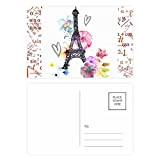 Torre Eiffel a forma di cuore Francia Formula Postcard Set di 20 biglietti di ringraziamento lato postale