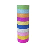 toymy Toy 10pcs Glitter Washi Tape Set monocolore decorativi DIY Tape Kit – Colore casuale