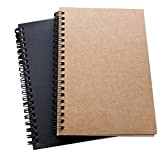 TOYMYTOY Quaderno Spiralato Spiral Notebook Quaderni spirale,Pagina Bianca,Pacco da 2 Pezzi,18 x 12 cm (Nero+carta)