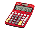 Trevi EC 3775 Calcolatrice Elettronica con Tastiera e Display di Grandi Dimensioni, Calcolo Base, Calcolo Percentuale, Memorie, Rosso