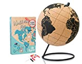 TRIPVEA® mappa del mondo - Globo terrestre in sughero nero - Decorazione perfetta per il tuo ufficio - Idea regalo ...