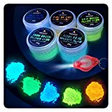 Tritart Polvere fluorescente autoilluminante | 5 pigmenti notturni da 20 g | Set di polvere luminosa con lampada UV gratuita
