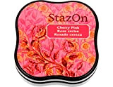 Tsukineko Stazon - Mini Cuscinetto di Inchiostro per timbri, Colore: Rosa Ciliegia