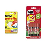 UHU Patafix 41710 - Gomma adesiva removibile, Bianco, confezione da 80 gommini & Pritt Colla Stick 5 X 11 Gr, ...