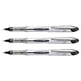 UNI-BALL - Set di 3 penne roller a inchiostro liquido Vision Elite UB200, punta media, 0,8 mm, colore: Nero
