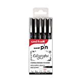 Uni Pin - UNI-BALL - Tinta unita Mitsubishi Pencil - 5 pennarelli per scrittura speciale Calligrafia - Punte calibrate e ...