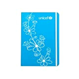 UNICEF - Taccuino con copertina flessibile Solidario, interno liscio, 16 x 22 cm, blu fiori