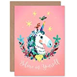 Unicorn Believe in Yourself Greetings Card Unicorno