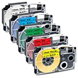 UniPlus Compatibile EZ-Label Tape Compatibile per Casio XR-12WE XR12RD XR-12BU XR-12GN XR-12YW Nastri per Etichette per Casio KL-60 KL-120 KL-820 ...