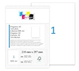 UniversGraphique, 100 Etichette Adesive A4, Colore Bianco, 210 x 297 mm