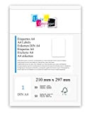 UniversGraphique, 50 Etichette Adesive A4, Colore Bianco, 210 x 297 mm, Ref UGEA4