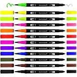 Unnderwiss Brush pen pennarelli punta fine pennarelli magici marcatori 12 colori penne colorate a doppia marker pennarelli lettering Adatto a ...