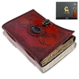 Urban Leather Book of Shadow Magic Spells- Black Pentagram tempestato di lapiz Gemstone Bullet Journal per uomo e donna, artista ...
