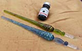 Verde e Blu J. Herbin Marblised Glass DIP penne con inchiostro 10 ml Bottiglia di perle Noire