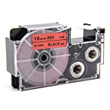 vhbw cassetta nastro compatibile con Casio KL-G2, KL-750E, KL-780, KL-820, KL-8100, KL-8200, KL-C500 etichettatrice 18mm nero su rosso