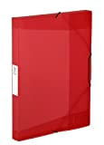 Viquel – Cartellina plastica con elastici – Scatola per archivio formato A4 – Etichetta di identificazione sul lato – Made in francia – Rosso Traslucido