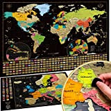 W WANDERLUST MAPS Due Mappe Da Grattare: Mappa del Mondo da Grattare con bandiere XXL + Mappa dell'Europa da grattare ...